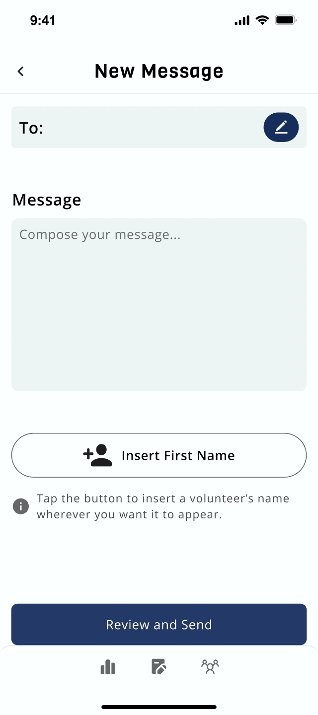 New Message screen before iteration